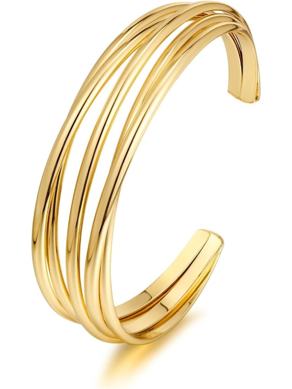 Women's Wire Hollow Chunky Gold Multi Layer Wire Cuff Adjustable Bracelet